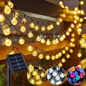 Planters potten Solar Crystal Ball String Licht Outdoor Waterdichte Fairy Kerstfeest Decoratie Garden Balkon Binnenplaats Q240429