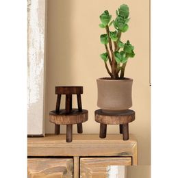 Planters potten massieve houten ronde bank bloem pothouder plant en succent basis display stand ontlasting stoel huistuin patio plank druppel del dhal9