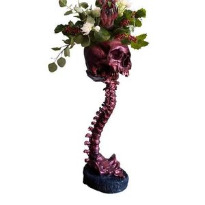 Jardinières Pots Spine Frame du crâne de fleur de fleur gothique décoration de maison fantôme squelette cactus juteuse plante intérieure tablette Q240429