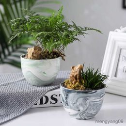 Plantenbakken Potten Sappige Marmering Keramische Bloempotten Cactusvijg POTTEN Nordic Creatieve Desktop Ingemaakte Kerst Home Office Decor Bloem R230621