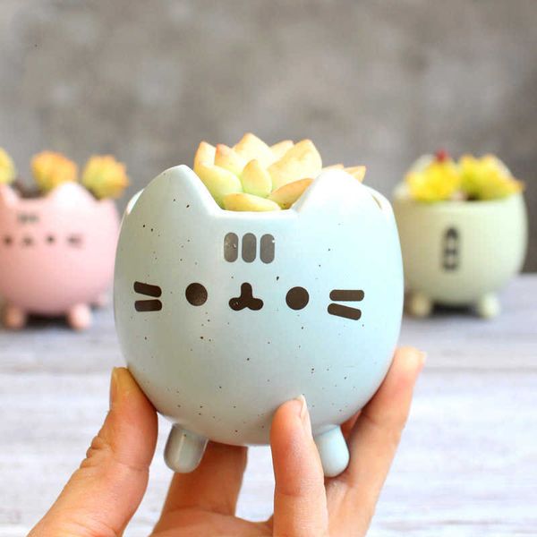 Pots de fleurs Pot de plante succulente avec trou mignon Animal fleur planteur Pot de fleurs joli petit chat maison jardin décor bonsaï Pots cadeau d'anniversaire