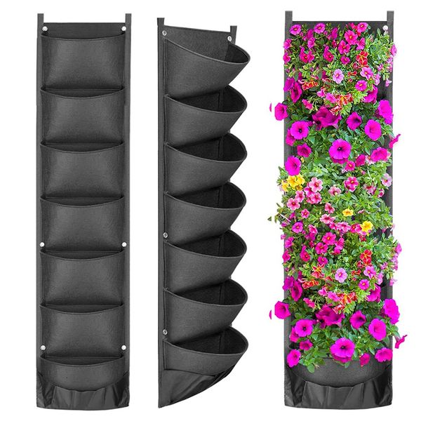 Jardinières Pots verticaux Hanging Grow Sac de culture Planteur Potons de fleurs Disponibles étanche Moup mural suspendu sac de fleur de fleur intérieure Utilisation de l'extérieur 230324