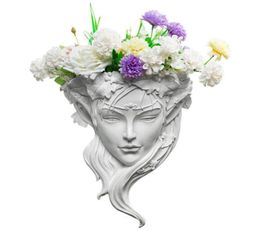 Planteurs Pots mur suspendu art jardinière ange head statue statue flowerpot for intérieur home cour panier de décoration résine jardinage t3243349