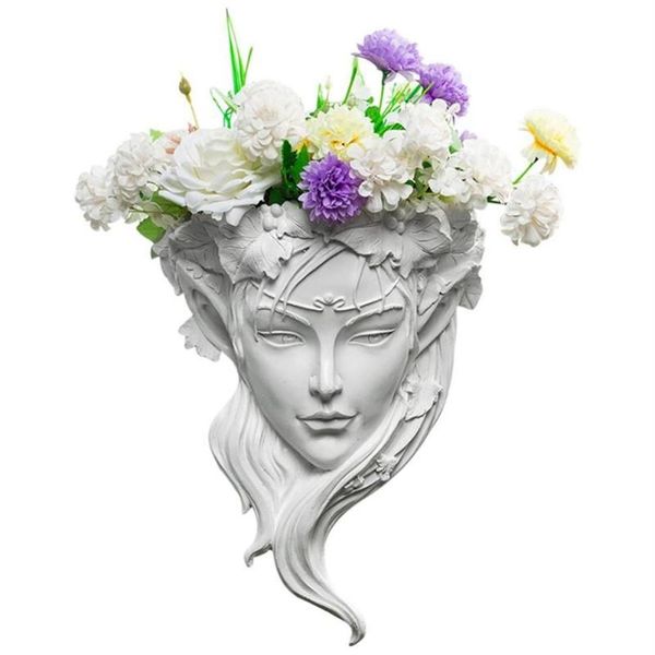 Jardinières Pots Tenture Murale Art Planteur Ange Tête Statue Pot De Fleurs Pour Intérieur Maison Cour Décoration Panier Résine Jardinage T312o