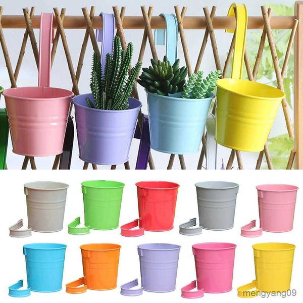 Jardinières Pots Tenture Murale Planteur Pot De Fleur Détachable En Métal Fer Seau Forme avec Crochet Décor À La Maison R230621