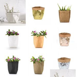 Planters potten water schrobben kraft papier bloemen pot originaliteit duurzame zakken creatief verkopen goed met een ander patroon 13kq j1 d dhmdr