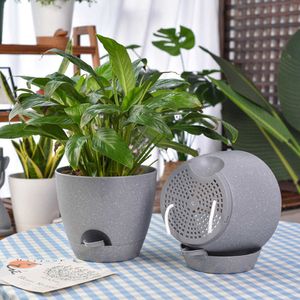 Plantenbakken Potten Watering Planter Handgemaakte Zelf Water gevende Plant Bloempot Met Watercontainer Ronde Bloempot Huis Tuin Decor