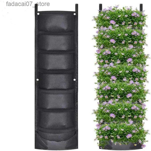 Macetas Macetas Impermeable Vertical Colgante Jardín Bolsa de cultivo Jardinera Macetas Diseño Jardín al aire libre Montaje en pared Colgante Maceta Bolsa Interior YQ231019