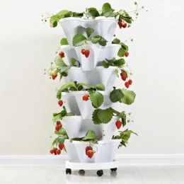 Macetas PP maceta tridimensional para flores, lavabo de fresa, maceta de cultivo superpuesta multicapa, maceta para plantar frutas y melón vegetal