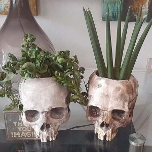 Jardinières Crâne Planteur Pot Halloween Chambre Décor Squelette Tête Planteur Vase Résine Fabrication Attrayant pour La Maison Pâques Et Autres Vacances