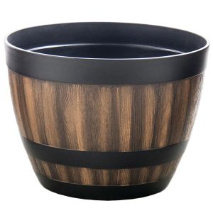 Jardinières Plantes Succulentes Bonsaï Pot De Fleur Faux Jardinière En Bois Rétro Extérieur Baril En Plastique Imitation Pots De Plantation Imités Créatifs