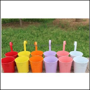 Planters levert Patio, Lawn Gardendetachable Colorf Opknoping Pot Haak Wandijzeren Bloem Houder Balkon Planter Home Decor Plant Pots Garde