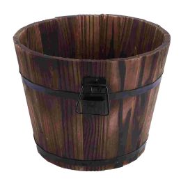 Jardinières en bois, Pot de fleurs en bois, seau d'extérieur, boîte à whisky rustique succulente, Pots conteneur rond pour jardin