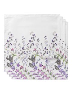 Plantes fleurs violettes 4/6 / 8pcs de table serviettes de table de restauration pour dîner de mariage décor de napot