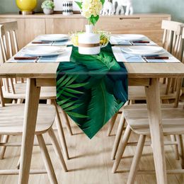 Planten Zomer Jungle Table Runner voor Hotel Wedding Party Cake Floral TableCleoth Home Decoratie