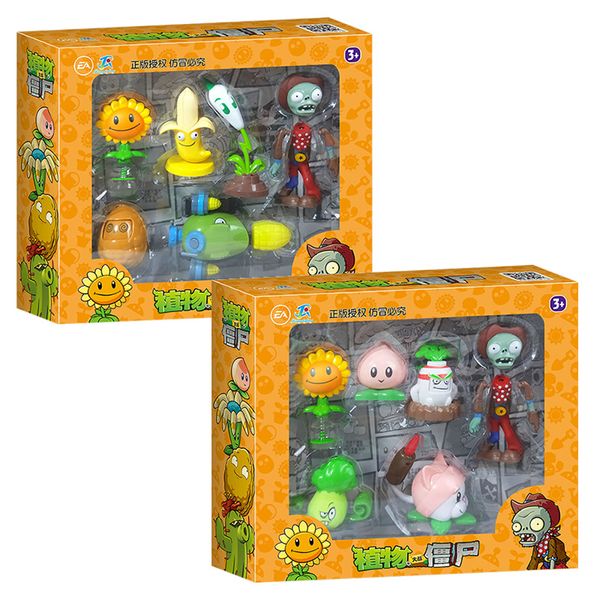 Plants vs Zombies Figuras de acción Juguetes Muñecas de tiro Juego de 6 piezas en caja de regalo