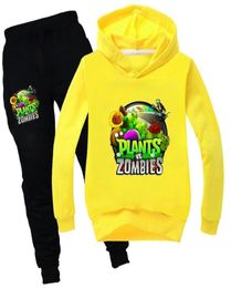 Plantas vs zombies niños de otoño ropa de algodón chicas de algodón top y pantalones boutique para niños entrenamientos de ropa parapádicos 20118300967