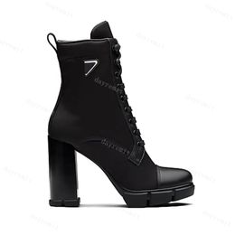 plaquette laars Designer Boot Damesmode Laarzen Leer en nylon laarsjes Dames Enkel Biker Australië Winter Dikke hak