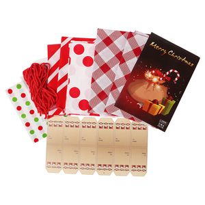 Plastic 12 -stcs/lot Santa Claus Gift Candy Bag Presents Wrap Stripe Polka Dot Plaid Bags Wish Card Merry Christmas Decorations Home Nieuwjaar HY0109