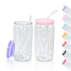 Tasse en plastique de 16 oz en acrylique à couche unique avec paille 500 ml de maçon transparent peut pp tasse de consommation fy5976 0413