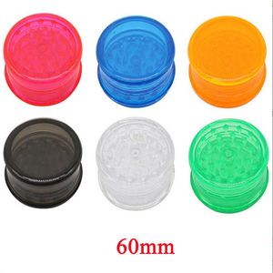 Plastic 3 lagen gekleurde kruidengrinders 60 mm diameter rookkruidenmolen tabak crusher gereedschap voor dab rigs rookaccessoires groothandel