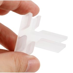 Plástico 3 formas en forma de T estante de vidrio caja contenedor cartón estante papel cartón conector Clip tubo manga