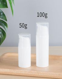 Plastic 50 ml 100 ml witte airless pomplotion elmusie fles vrouwen cosmetische pot lege crème container F39706682052