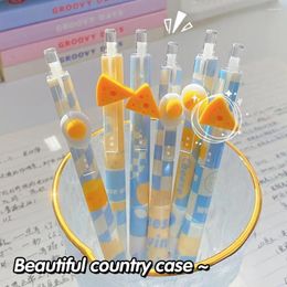 Plástico 6 peças atraente adorável queijo decoração gel caneta impressão estudante imprensa tipo acessórios de papelaria