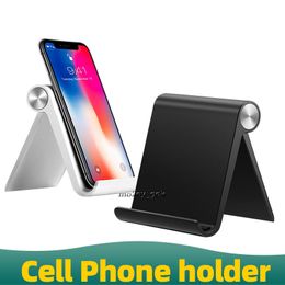 Support réglable en plastique d'angle d'ABS Support universel pliable portatif de téléphone portable de bureau avec l'emballage au détail