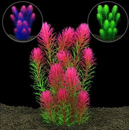 Plastique Artificielle Aquarium Décoration Plante Fish Tank Eau Plante Herbe Ornement Décor Fond GB353