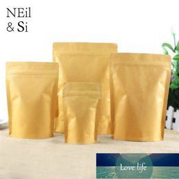 Feestartikelen plastic zak gedroogd voedsel snoep thee koffiebonen cadeau verpakking afdichting rits kraft folie tassen gratis