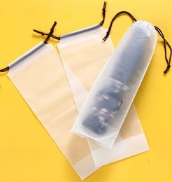 Sac en plastique mat translucide parapluie sac de rangement réutilisable Portable parapluie cordon de rangement couverture maison rangement organisateur LX5400