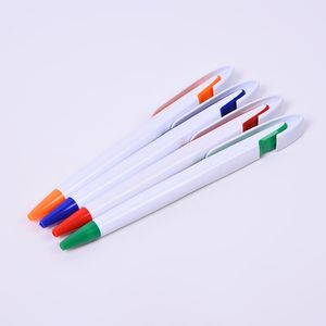 Plastic Balpen Aangepaste Pennen Balpen Olie Inkt Gepersonaliseerde Marketing Promotionele Lege Witte Lichaam voor het Afdrukken Logo School en Office-leverancier