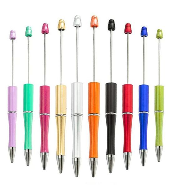 Stylo à perles en plastique, stylos à bille à perles pour enfants étudiants, cadeaux fournitures scolaires et de bureau, couleurs mélangées XBJK21129350217