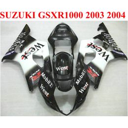 Juego de carrocería de plástico para SUZUKI GSXR 1000 K3 k4 2003 2004 blanco negro kit de carenado West GSX-R1000 03 04 juego de carenados BP9