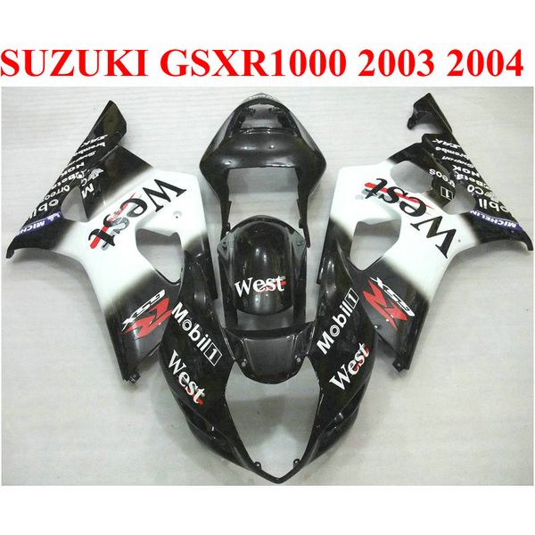 Kit de carénage en plastique pour SUZUKI GSXR 1000 K3 k4 2003 2004 kit de carénage blanc noir West GSX-R1000 03 04 kit de carénage BP9