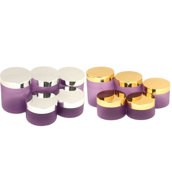 Bouteille en plastique vide PET pots cosmétiques brillant or argent couvercle pots de crème de soin de la peau contenants de maquillage mat violet large bouche bouteilles 250 ml 200 ml 150 ml 120 ml 100 ml