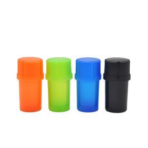 Plastic Fles Grinder Med Container Roken Accessoires Crusher Tabak Spice Dry Herb Case Storage Diameter 42mm 4Laag Kleuren Voedsel Grade Materiaal Water Dicht