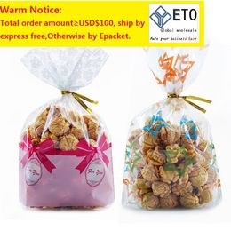 Bolsas de galletas de caramelo de plástico Boda Cumpleaños Niños Favores de Navidad Fiesta Snack Embalaje Bolsa de regalo ZZ