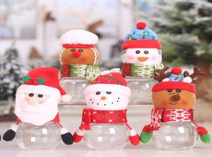 Plastic Candy Jar Kerstthema Kleine cadeauzakken Xmas Candys Box Cans Crafts Home Party Decorations For New Year Kids Gifts DHLA27435260
