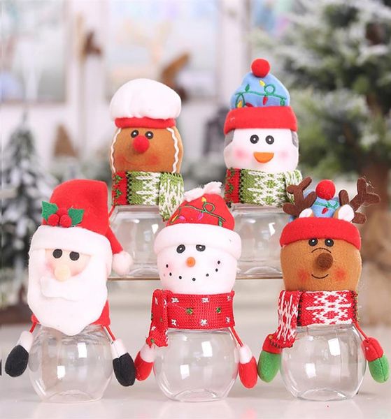 Plastic Candy Jar Christmas Thème des petits sacs-cadeaux Boîtes de bonbons Candys Box Crafts Home Party Decorations For Year Kids Gifts DHLA24596313