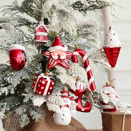 Décoration de pendentif de Noël en plastique Ice Crème Snowman House House Star Forme de Noël Ornements d'arbre de Noël Topper Festival Supplies