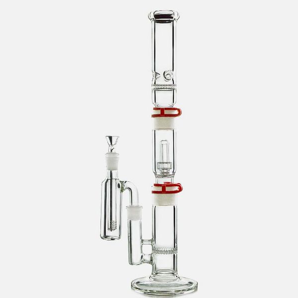 Cachimbo de água Perc Dome com clipe de plástico exclusivo de 3 câmaras Beecomb Disco Hookah com coletor de cinzas Bongs de vidro estilo reto Cúpula