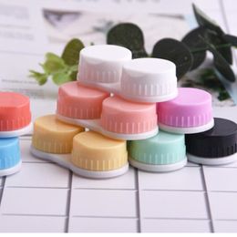 Étui pour lentilles de contact en plastique Conteneur de stockage de voyage coloré Étuis pour lentilles de contact Double boîte L + R Étuis pour lentilles de contact marqués Vente en gros