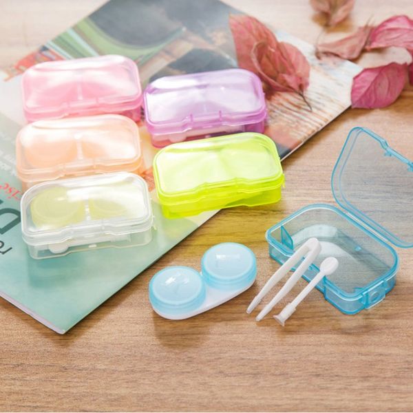 Boîtes de rangement de lentilles de contact en plastique Couleur aléatoire Easy Take Container Porte-toile