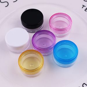 Pots cosmétiques en plastique avec bouteille d'emballage de récipient de paillettes de couvercles de couleur pour crèmes/échantillon/maquillage/paillettes 5g