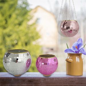 Plastique Disco Ball Jardinières Miroir Paniers Suspendus Intérieur Extérieur Décoration Plantes Pots