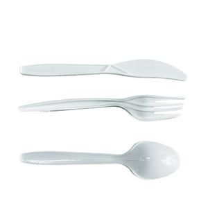 Cuchara redonda desechable de plástico, tenedor, cuchillo, cuchara para helado, cuchara para sopa