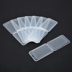 Plastique Double face IC Card Business Card Case Transparent Protection Sleeve Anti-vol Card Holder School Office LX4977