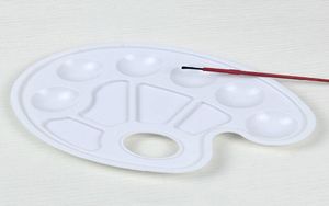 Plastic tekenbak kleurpalet kunstverf voor olie aquarel wit schilderij pallet 10 putten ontwerp met duim hole9552021